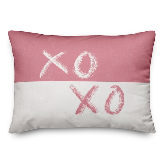 XOXO Brush Strokes Distress Rectangle Throw Pillow